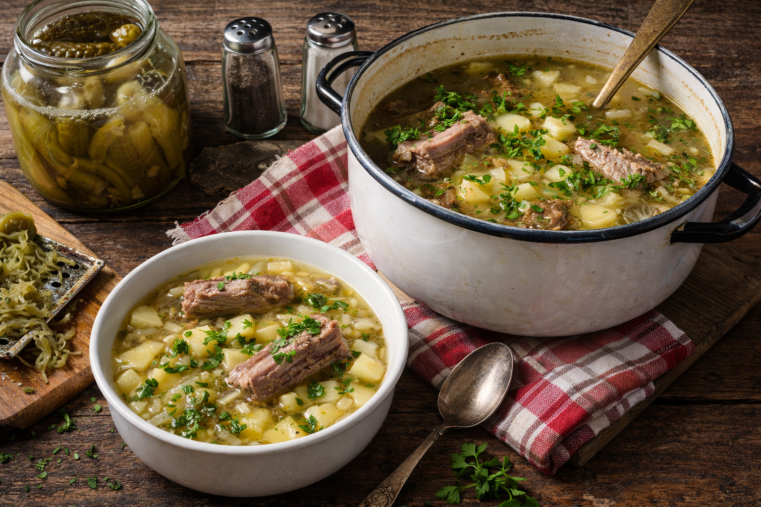 Trafiliśmy na stary, oryginalny normatyw — „Zupa ogórkowa z ziemniakami i wkładką”